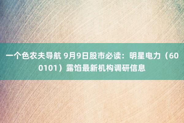 一个色农夫导航 9月9日股市必读：明星电力（600101）露馅最新机构调研信息