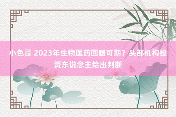 小色哥 2023年生物医药回暖可期？头部机构投资东说念主给出判断