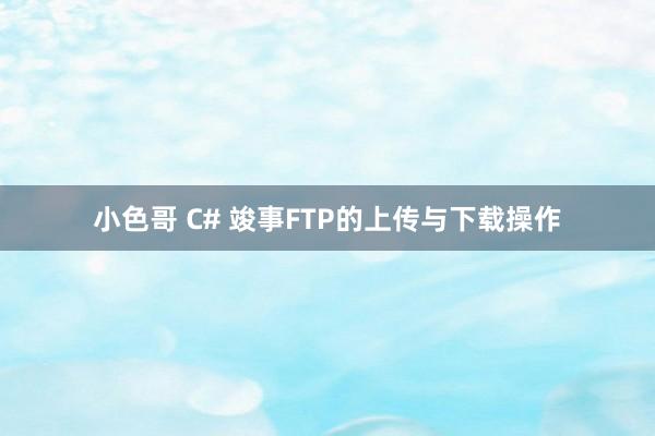 小色哥 C# 竣事FTP的上传与下载操作