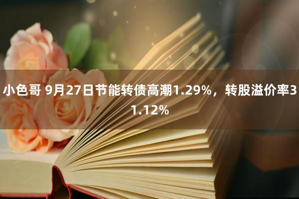小色哥 9月27日节能转债高潮1.29%，转股溢价率31.12%