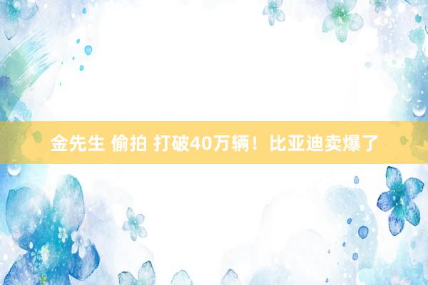 金先生 偷拍 打破40万辆！比亚迪卖爆了