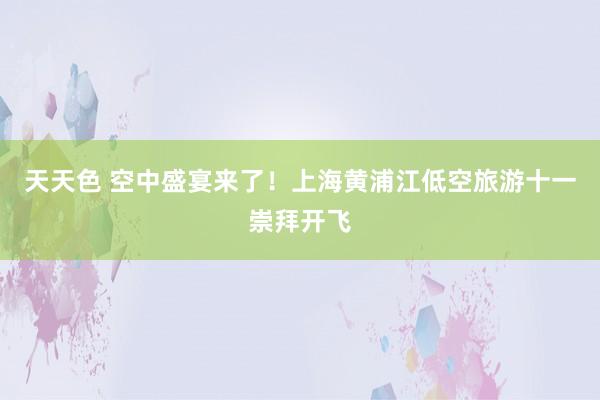 天天色 空中盛宴来了！上海黄浦江低空旅游十一崇拜开飞