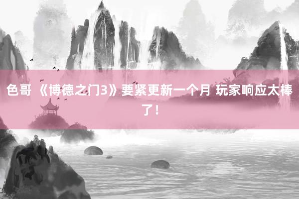 色哥 《博德之门3》要紧更新一个月 玩家响应太棒了！