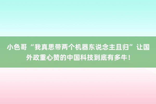 小色哥 “我真思带两个机器东说念主且归” 让国外政重心赞的中国科技到底有多牛！