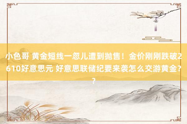 小色哥 黄金短线一忽儿遭到抛售！金价刚刚跌破2610好意思元 好意思联储纪要来袭怎么交游黄金？