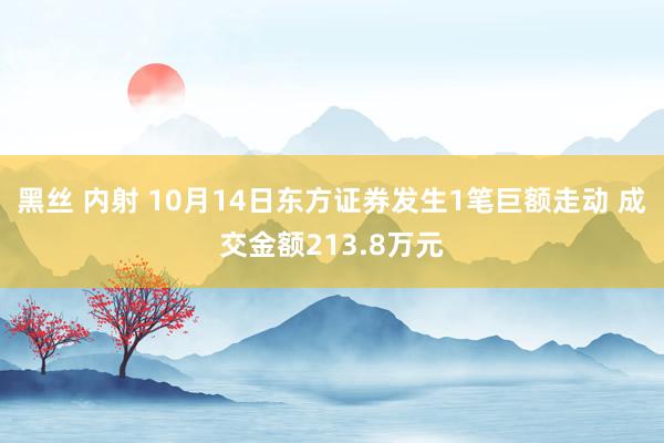 黑丝 内射 10月14日东方证券发生1笔巨额走动 成交金额213.8万元
