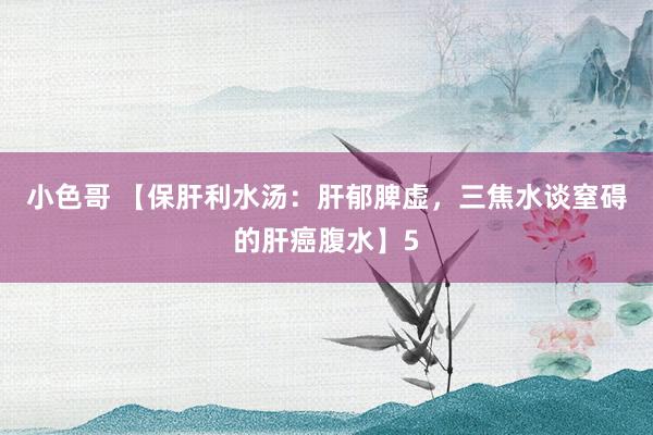 小色哥 【保肝利水汤：肝郁脾虚，三焦水谈窒碍的肝癌腹水】5