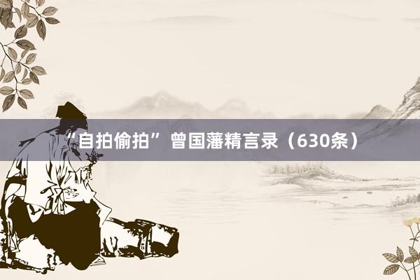 “自拍偷拍” 曾国藩精言录（630条）