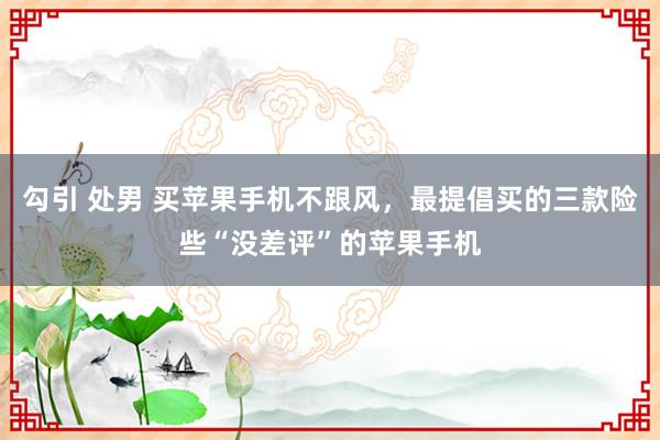勾引 处男 买苹果手机不跟风，最提倡买的三款险些“没差评”的苹果手机