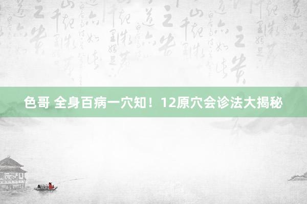 色哥 全身百病一穴知！12原穴会诊法大揭秘
