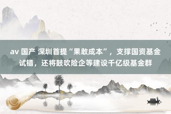 av 国产 深圳首提“果敢成本”，支撑国资基金试错，还将鼓吹险企等建设千亿级基金群