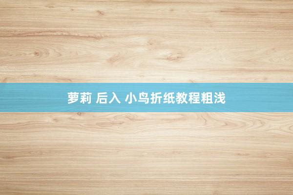 萝莉 后入 小鸟折纸教程粗浅