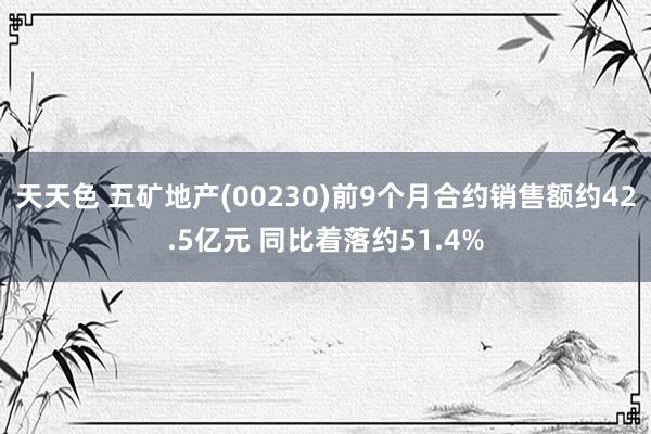 天天色 五矿地产(00230)前9个月合约销售额约42.5亿元 同比着落约51.4%