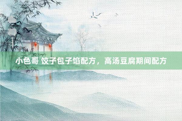 小色哥 饺子包子馅配方，高汤豆腐期间配方