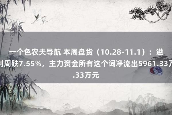 一个色农夫导航 本周盘货（10.28-11.1）：溢多利周跌7.55%，主力资金所有这个词净流出5961.33万元
