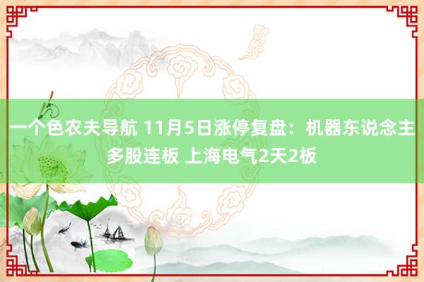 一个色农夫导航 11月5日涨停复盘：机器东说念主多股连板 上海电气2天2板