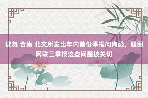 裸舞 合集 北交所发出年内首份季报问询函，殷图网联三季报这些问题被关切