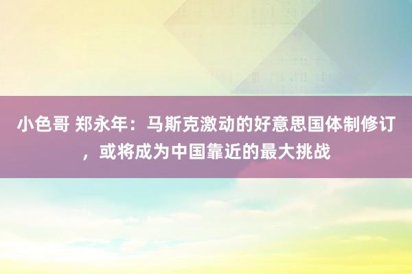 小色哥 郑永年：马斯克激动的好意思国体制修订，或将成为中国靠近的最大挑战