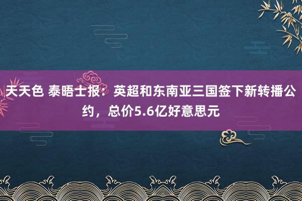 天天色 泰晤士报：英超和东南亚三国签下新转播公约，总价5.6亿好意思元