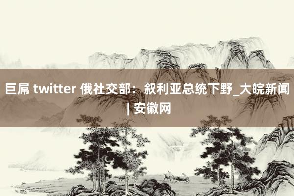 巨屌 twitter 俄社交部：叙利亚总统下野_大皖新闻 | 安徽网