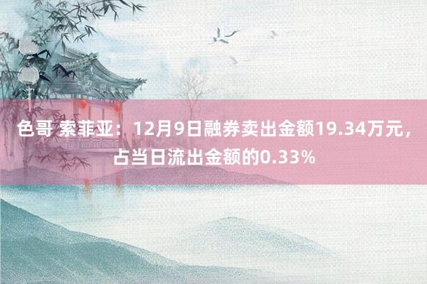 色哥 索菲亚：12月9日融券卖出金额19.34万元，占当日流出金额的0.33%