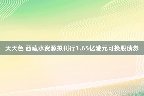 天天色 西藏水资源拟刊行1.65亿港元可换股债券