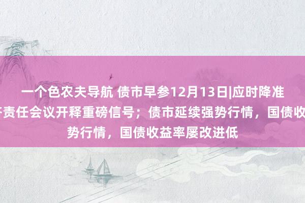 一个色农夫导航 债市早参12月13日|应时降准降息 中央经济责任会议开释重磅信号；债市延续强势行情，国债收益率屡改进低
