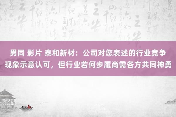 男同 影片 泰和新材：公司对您表述的行业竞争现象示意认可，但行业若何步履尚需各方共同神勇