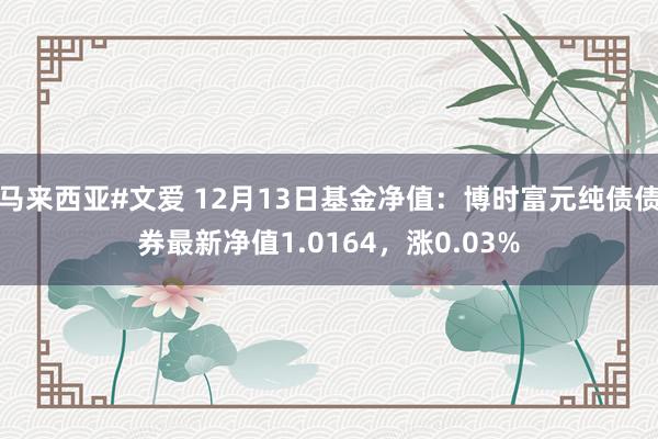 马来西亚#文爱 12月13日基金净值：博时富元纯债债券最新净值1.0164，涨0.03%