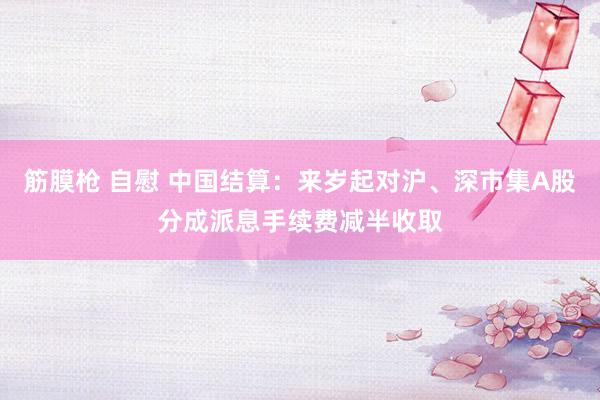 筋膜枪 自慰 中国结算：来岁起对沪、深市集A股分成派息手续费减半收取
