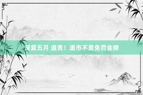 深爱五月 追责！退市不是免罚金牌