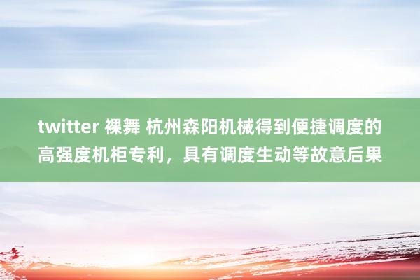 twitter 裸舞 杭州森阳机械得到便捷调度的高强度机柜专利，具有调度生动等故意后果