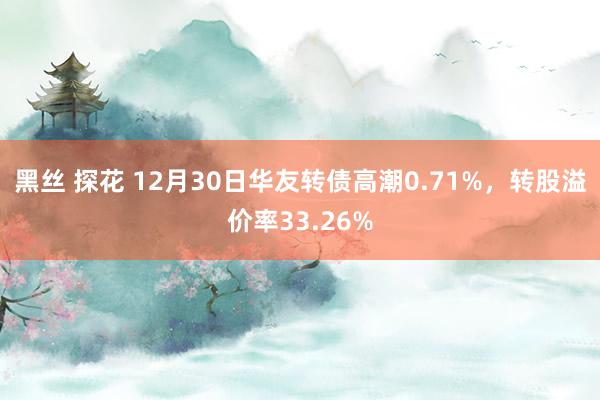 黑丝 探花 12月30日华友转债高潮0.71%，转股溢价率33.26%