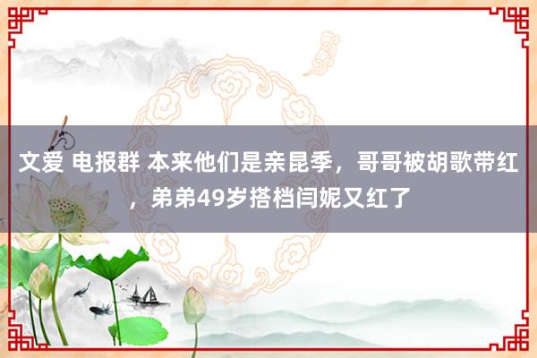 文爱 电报群 本来他们是亲昆季，哥哥被胡歌带红，弟弟49岁搭档闫妮又红了