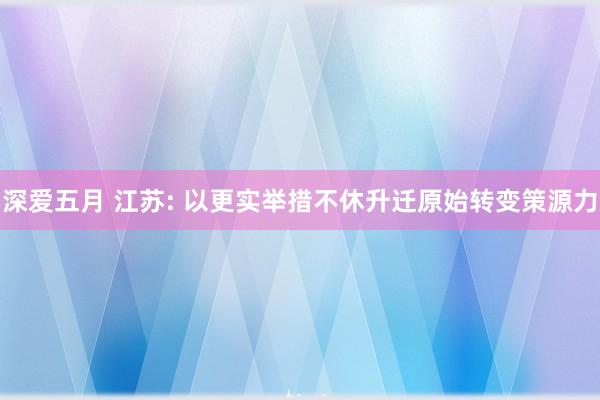 深爱五月 江苏: 以更实举措不休升迁原始转变策源力