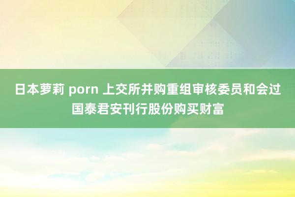 日本萝莉 porn 上交所并购重组审核委员和会过国泰君安刊行股份购买财富