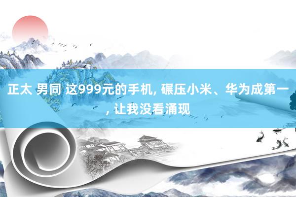 正太 男同 这999元的手机， 碾压小米、华为成第一， 让我没看涌现