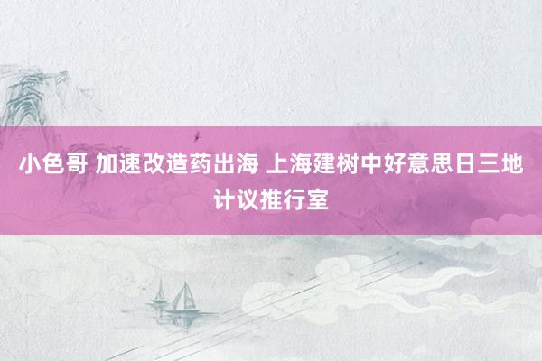小色哥 加速改造药出海 上海建树中好意思日三地计议推行室