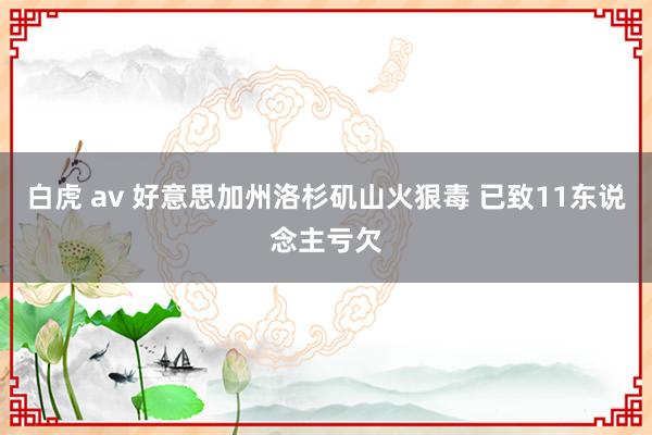 白虎 av 好意思加州洛杉矶山火狠毒 已致11东说念主亏欠
