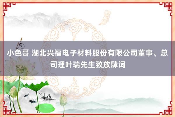 小色哥 湖北兴福电子材料股份有限公司董事、总司理叶瑞先生致放肆词