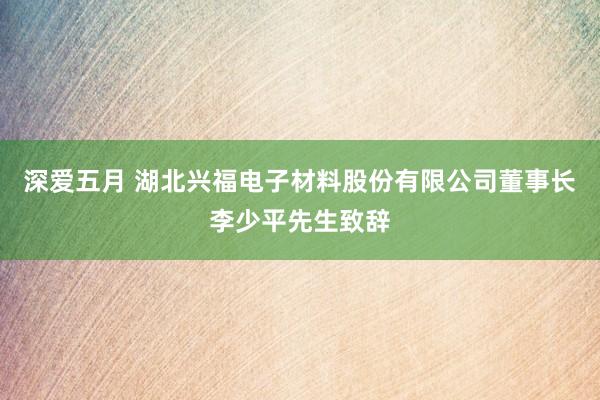 深爱五月 湖北兴福电子材料股份有限公司董事长李少平先生致辞