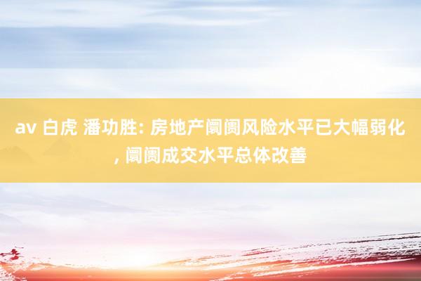 av 白虎 潘功胜: 房地产阛阓风险水平已大幅弱化， 阛阓成交水平总体改善
