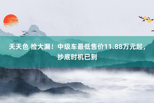 天天色 捡大漏！中级车最低售价11.88万元起，抄底时机已到