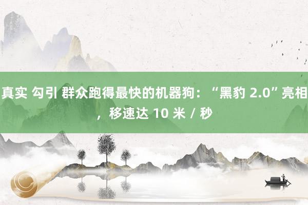 真实 勾引 群众跑得最快的机器狗：“黑豹 2.0”亮相，移速达 10 米 / 秒
