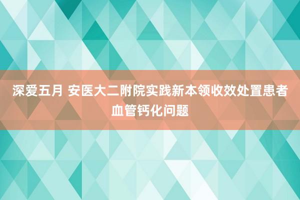 深爱五月 安医大二附院实践新本领收效处置患者血管钙化问题