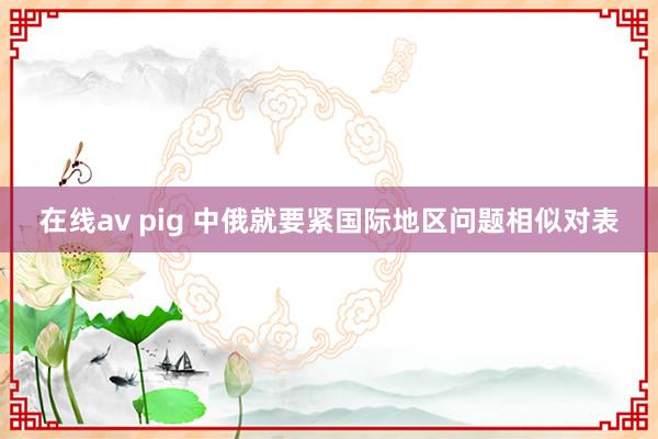 在线av pig 中俄就要紧国际地区问题相似对表