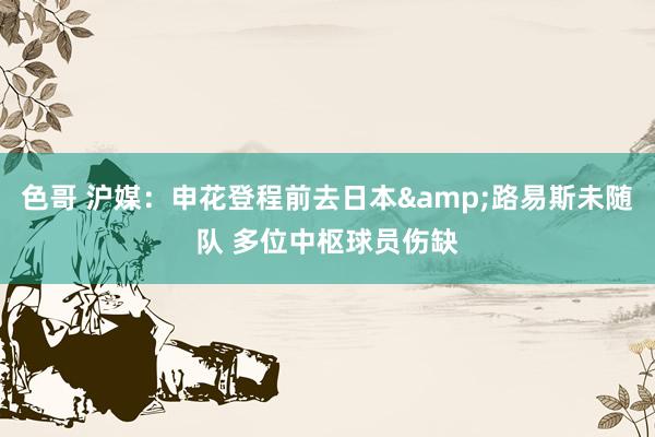 色哥 沪媒：申花登程前去日本&路易斯未随队 多位中枢球员伤缺