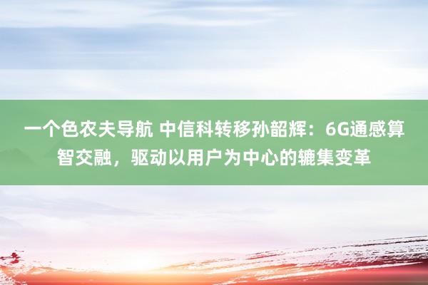 一个色农夫导航 中信科转移孙韶辉：6G通感算智交融，驱动以用户为中心的辘集变革