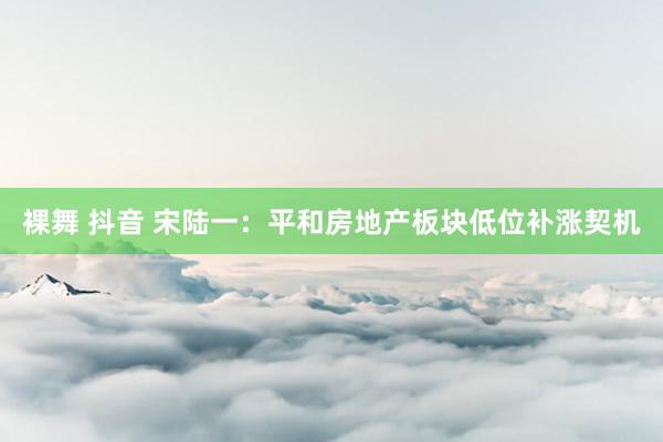 裸舞 抖音 宋陆一：平和房地产板块低位补涨契机